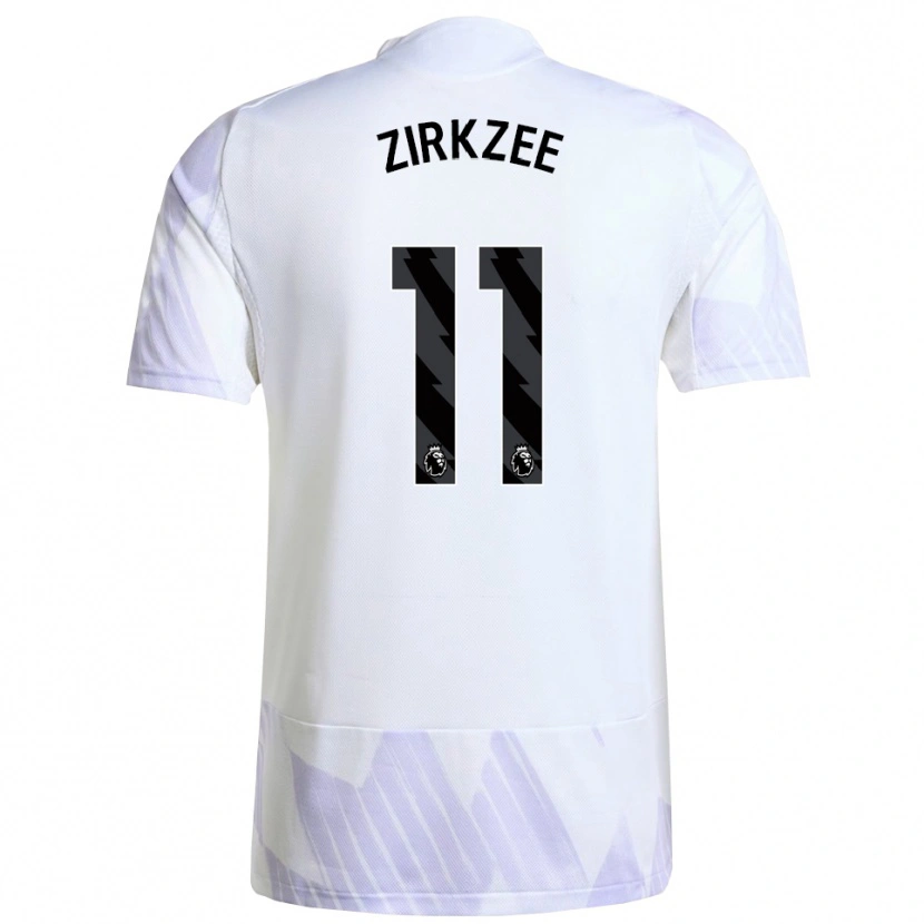 Danxen Dames Joshua Zirkzee #11 Wit Paars Paars Uitshirt Uittenue 2025/26 T-Shirt