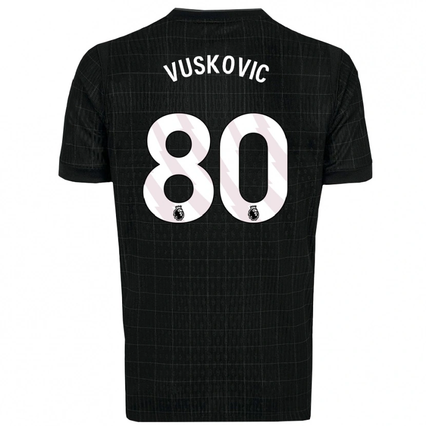 Danxen Dames Luka Vuskovic #80 Zwart Grijs Uitshirt Uittenue 2025/26 T-Shirt
