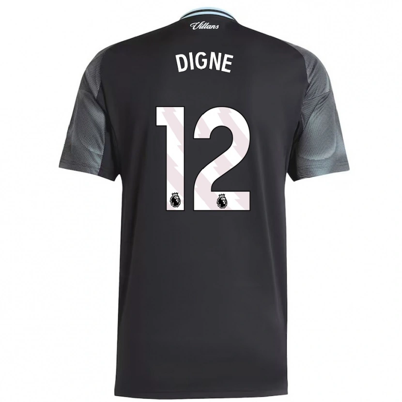Danxen Dames Lucas Digne #12 Zwart Hemelsblauw Uitshirt Uittenue 2025/26 T-Shirt