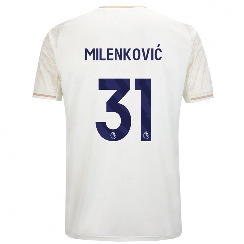 Danxen Dames Nikola Milenković #31 Gebroken Wit Zwart Uitshirt Uittenue 2025/26 T-Shirt