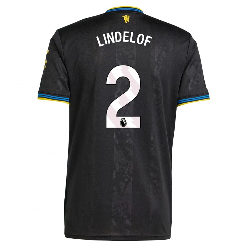 Danxen Dames Victor Lindelof #2 Zwart Geel Blauw Thuisshirt Derde Tenue 2025/26 T-Shirt