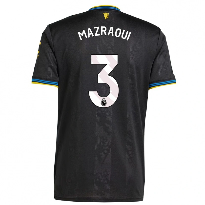 Danxen Dames Noussair Mazraoui #3 Zwart Geel Blauw Thuisshirt Derde Tenue 2025/26 T-Shirt