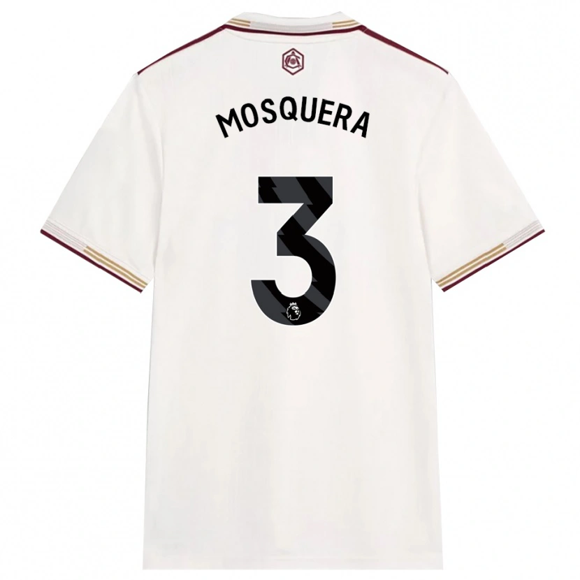 Danxen Dames Cristhian Mosquera #3 Gebroken Wit Bourgondisch Thuisshirt Derde Tenue 2025/26 T-Shirt