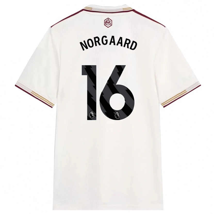 Danxen Dames Christian Nørgaard #16 Gebroken Wit Bourgondisch Thuisshirt Derde Tenue 2025/26 T-Shirt