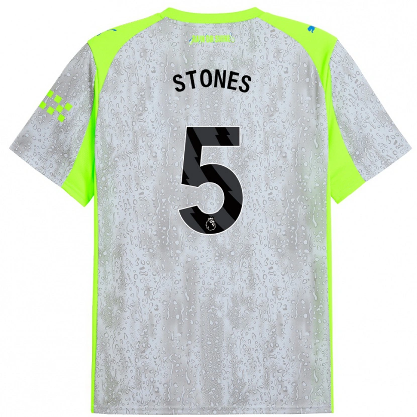 Danxen Dames John Stones #5 Grijs Geel Thuisshirt Derde Tenue 2025/26 T-Shirt