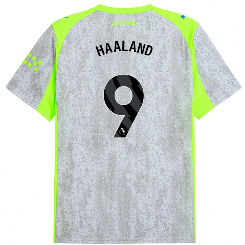 Danxen Dames Erling Haaland #9 Grijs Geel Thuisshirt Derde Tenue 2025/26 T-Shirt