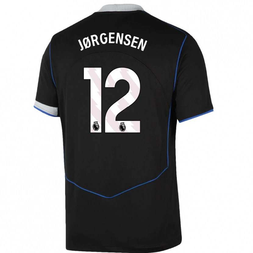 Danxen Dames Filip Jørgensen #12 Zwart Blauw Zilver Thuisshirt Derde Tenue 2025/26 T-Shirt