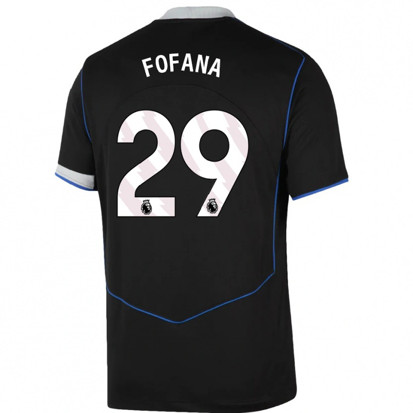 Danxen Dames Wesley Fofana #29 Zwart Blauw Zilver Thuisshirt Derde Tenue 2025/26 T-Shirt