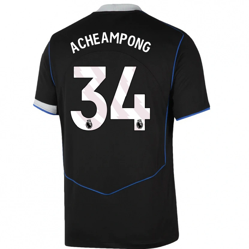 Danxen Dames Josh Acheampong #34 Zwart Blauw Zilver Thuisshirt Derde Tenue 2025/26 T-Shirt