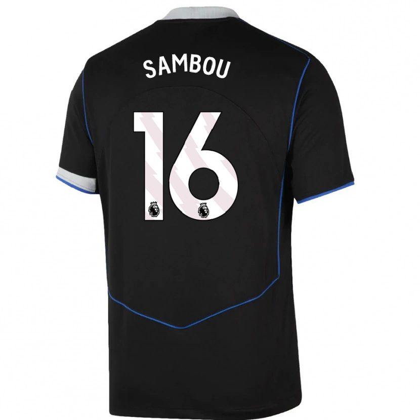 Danxen Dames Gabriel Sambou #16 Zwart Blauw Zilver Thuisshirt Derde Tenue 2025/26 T-Shirt