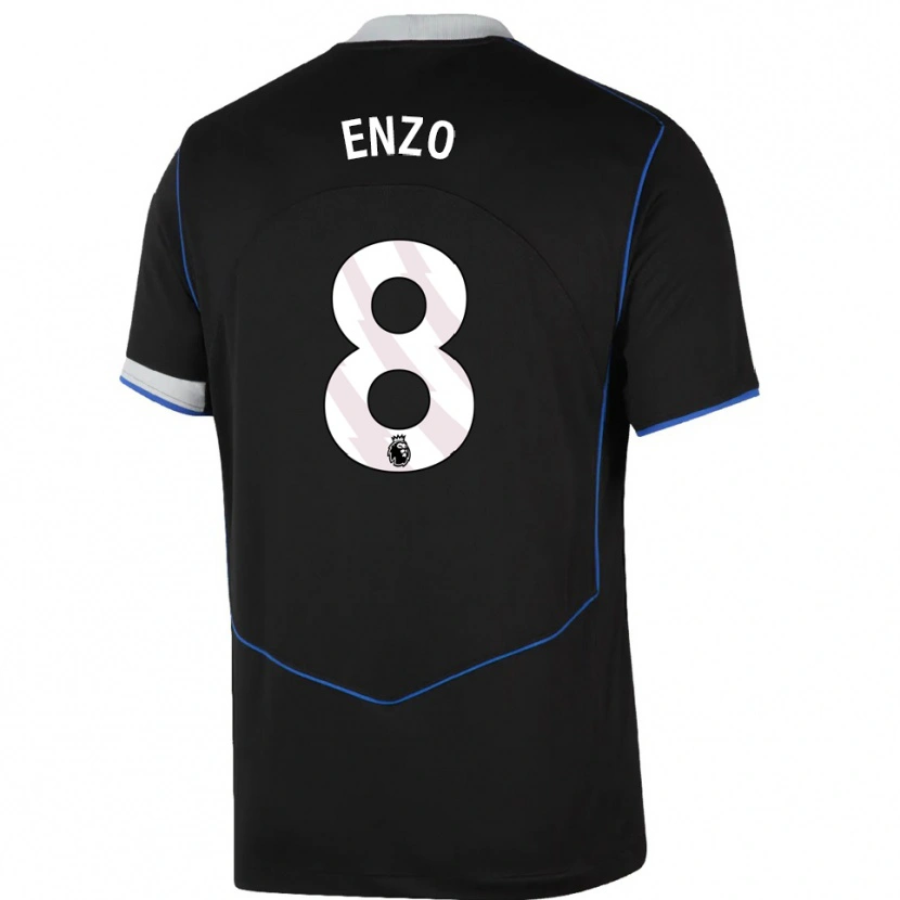 Danxen Dames Enzo Fernández #8 Zwart Blauw Zilver Thuisshirt Derde Tenue 2025/26 T-Shirt