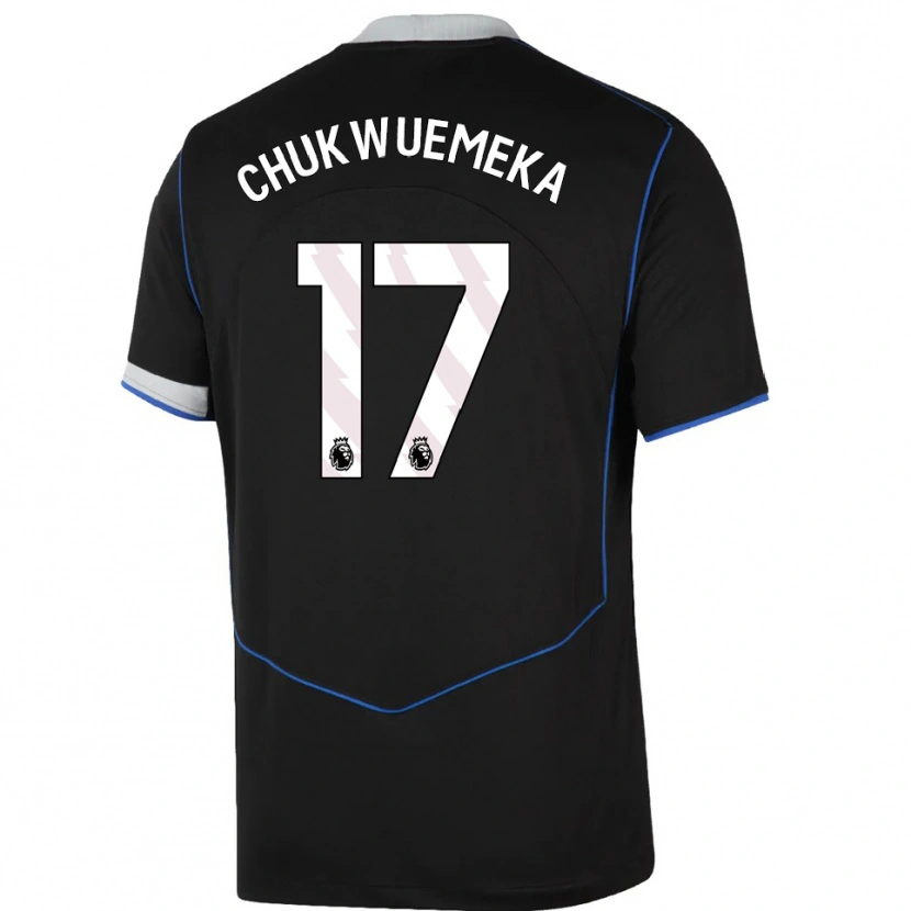 Danxen Dames Carney Chukwuemeka #17 Zwart Blauw Zilver Thuisshirt Derde Tenue 2025/26 T-Shirt