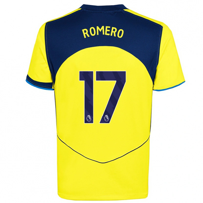 Danxen Dames Cristian Romero #17 Geel Marineblauw Thuisshirt Derde Tenue 2025/26 T-Shirt