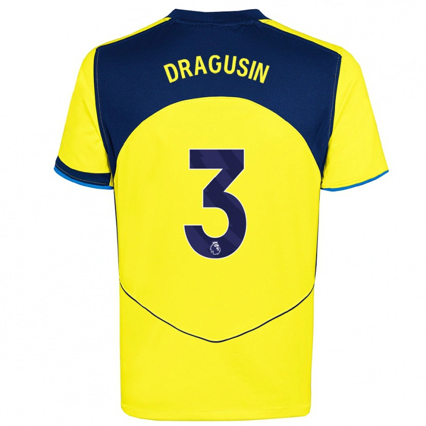Danxen Dames Radu Drăgușin #3 Geel Marineblauw Thuisshirt Derde Tenue 2025/26 T-Shirt