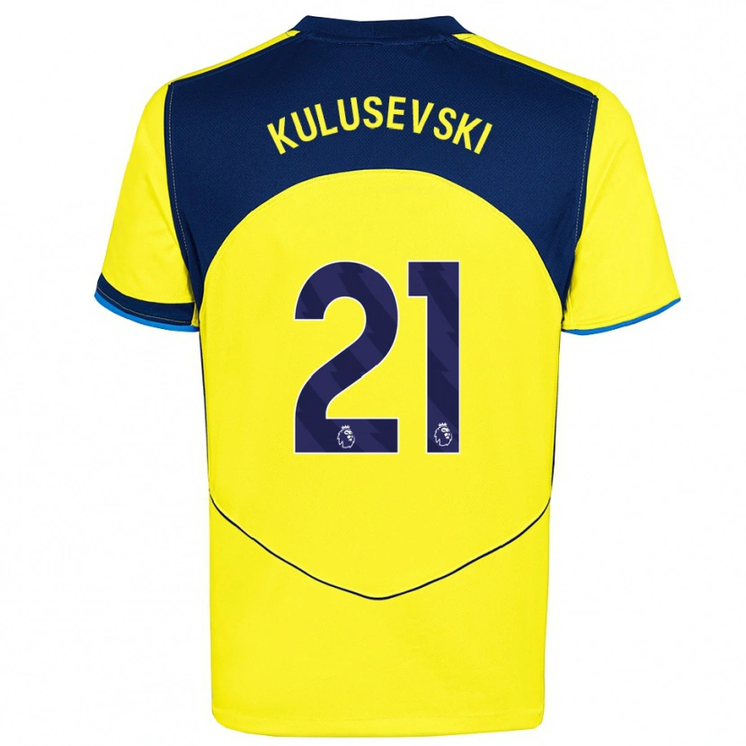Danxen Dames Dejan Kulusevski #21 Geel Marineblauw Thuisshirt Derde Tenue 2025/26 T-Shirt