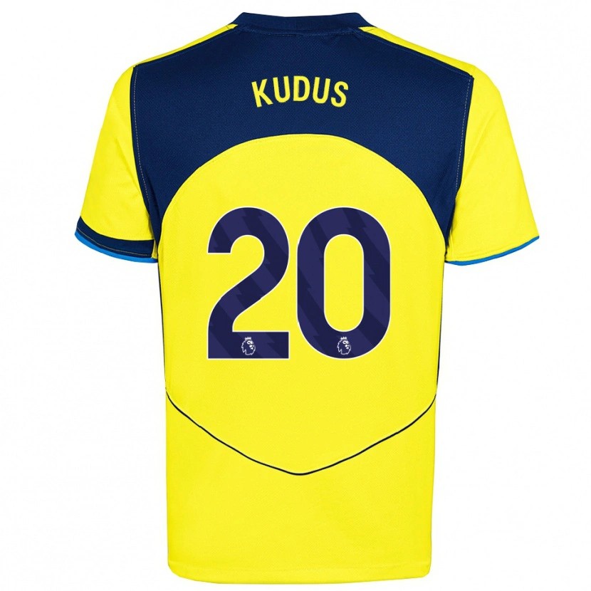 Danxen Dames Mohammed Kudus #20 Geel Marineblauw Thuisshirt Derde Tenue 2025/26 T-Shirt