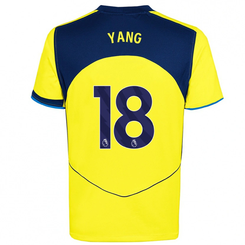 Danxen Dames Min-Hyeok Yang #18 Geel Marineblauw Thuisshirt Derde Tenue 2025/26 T-Shirt