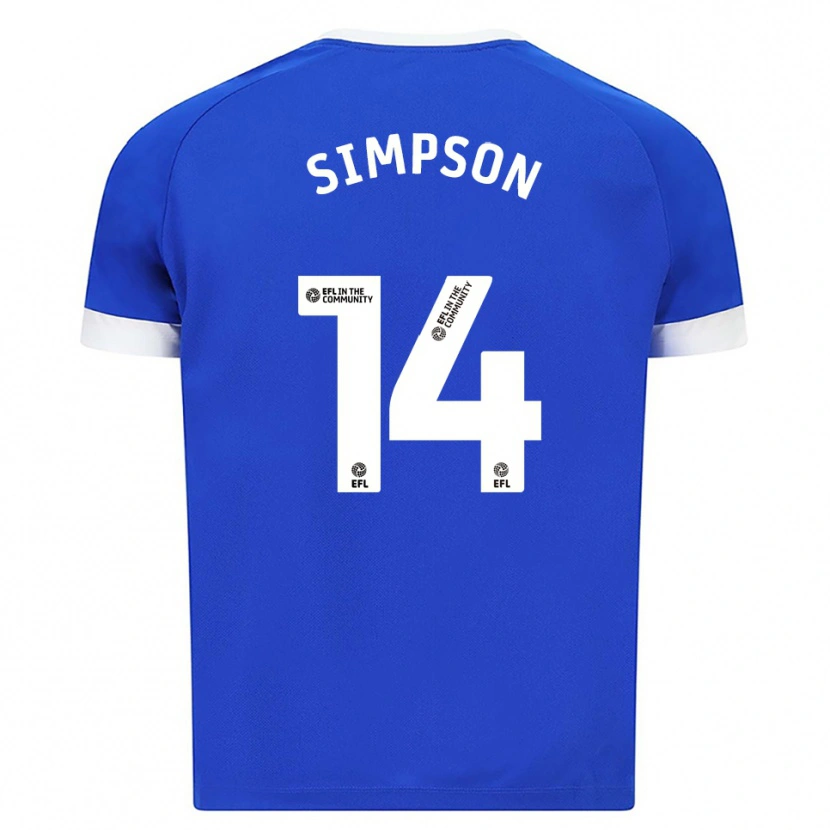 Danxen Kinderen Jasmine Simpson #14 Blauw Wit Thuisshirt Thuistenue 2025/26 T-Shirt