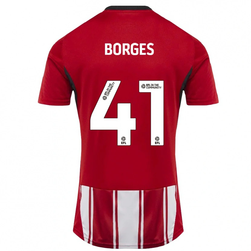 Danxen Kinderen Pedro Borges #41 Rood Wit Zwart Thuisshirt Thuistenue 2025/26 T-Shirt
