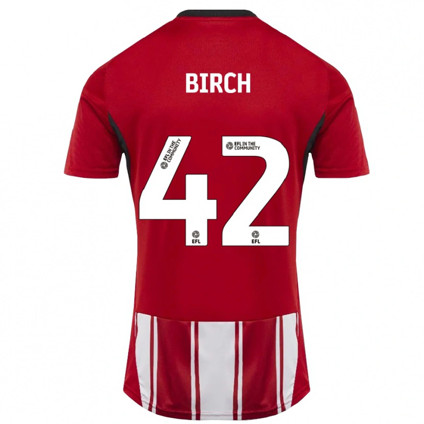 Danxen Kinderen George Birch #42 Rood Wit Zwart Thuisshirt Thuistenue 2025/26 T-Shirt