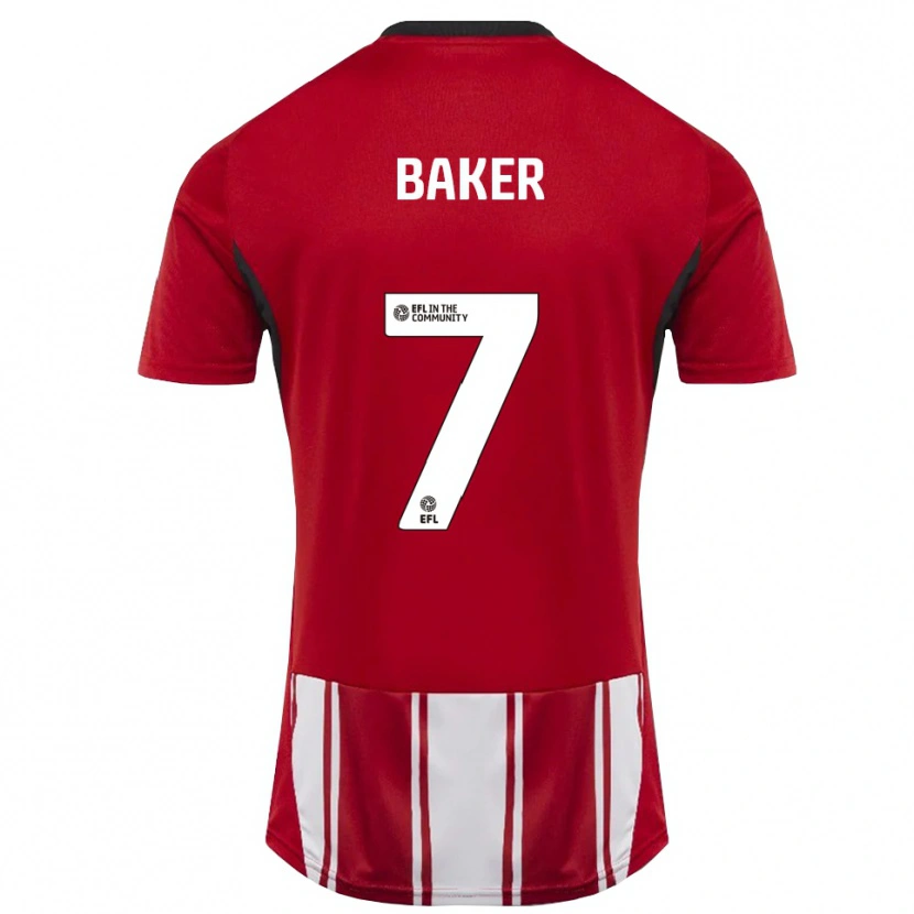Danxen Kinderen Phoebe Baker #7 Rood Wit Zwart Thuisshirt Thuistenue 2025/26 T-Shirt