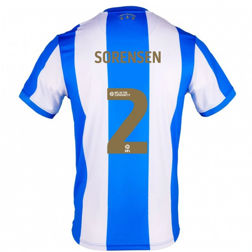 Danxen Kinderen Lasse Sørensen #2 Blauw Wit Thuisshirt Thuistenue 2025/26 T-Shirt