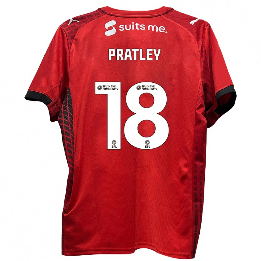 Danxen Kinderen Darren Pratley #18 Rood Zwart Thuisshirt Thuistenue 2025/26 T-Shirt