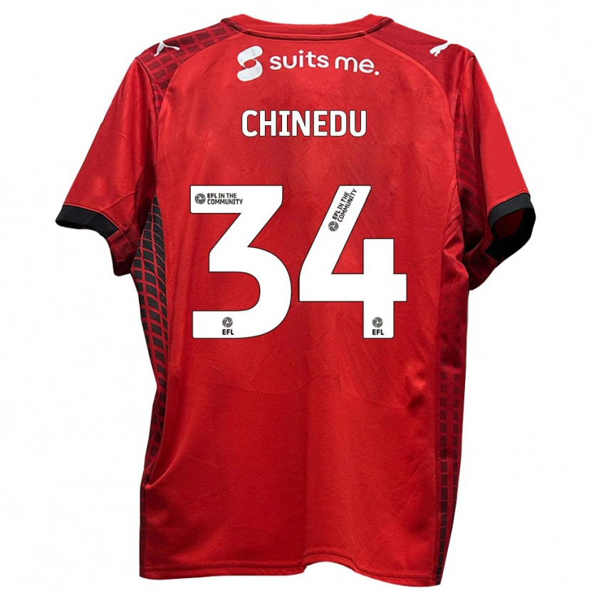 Danxen Kinderen Phillip Chinedu #34 Rood Zwart Thuisshirt Thuistenue 2025/26 T-Shirt