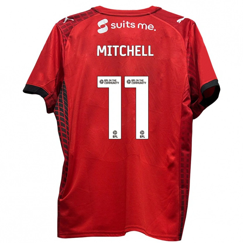 Danxen Kinderen Demetri Mitchell #11 Rood Zwart Thuisshirt Thuistenue 2025/26 T-Shirt