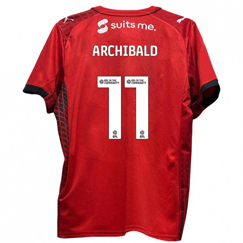 Danxen Kinderen Theo Archibald #11 Rood Zwart Thuisshirt Thuistenue 2025/26 T-Shirt
