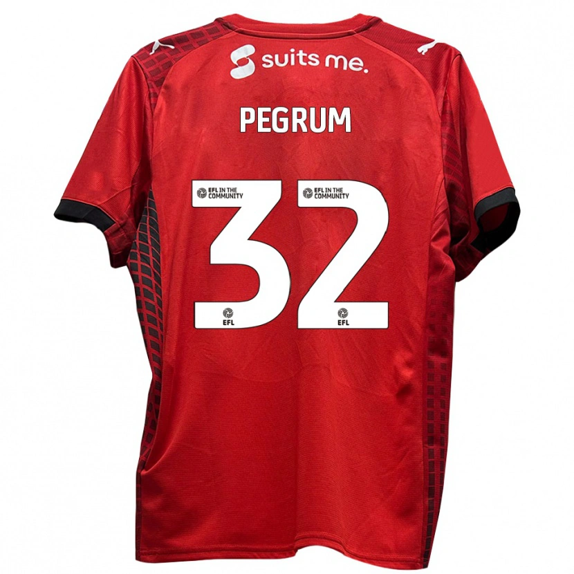 Danxen Kinderen Charlie Pegrum #32 Rood Zwart Thuisshirt Thuistenue 2025/26 T-Shirt