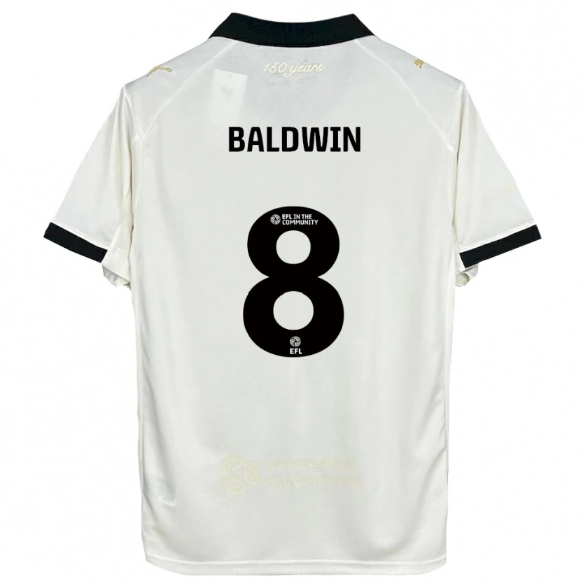Danxen Kinderen Meg Baldwin #8 Gebroken Wit Zwart Thuisshirt Thuistenue 2025/26 T-Shirt