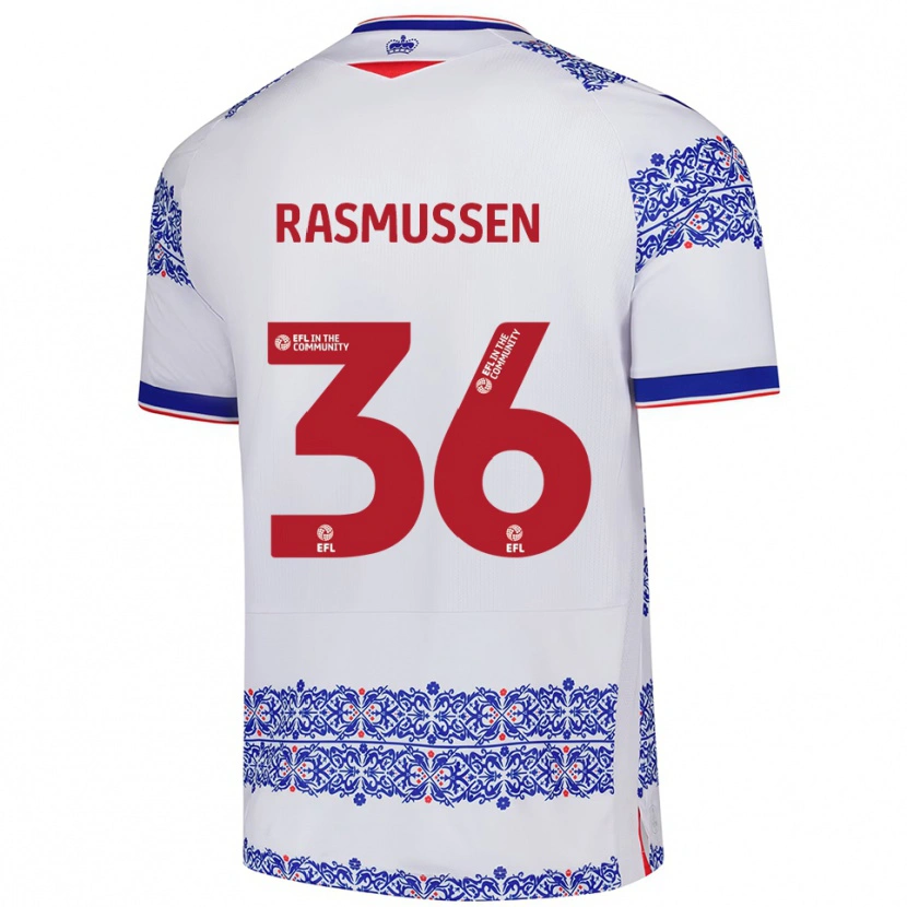 Danxen Kinderen Tash Rasmussen #36 Wit Blauw Thuisshirt Thuistenue 2025/26 T-Shirt