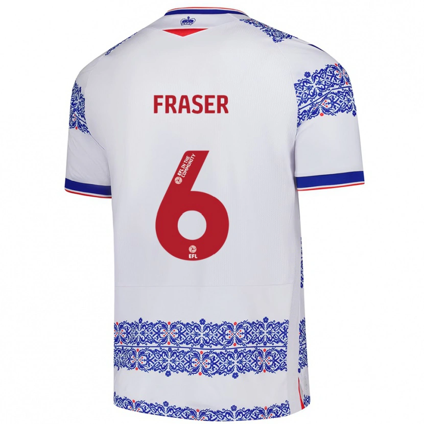 Danxen Kinderen Liam Fraser #6 Wit Blauw Thuisshirt Thuistenue 2025/26 T-Shirt