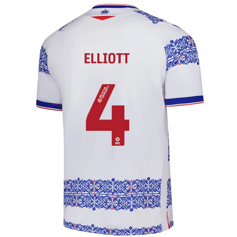 Danxen Kinderen Ben Elliott #4 Wit Blauw Thuisshirt Thuistenue 2025/26 T-Shirt