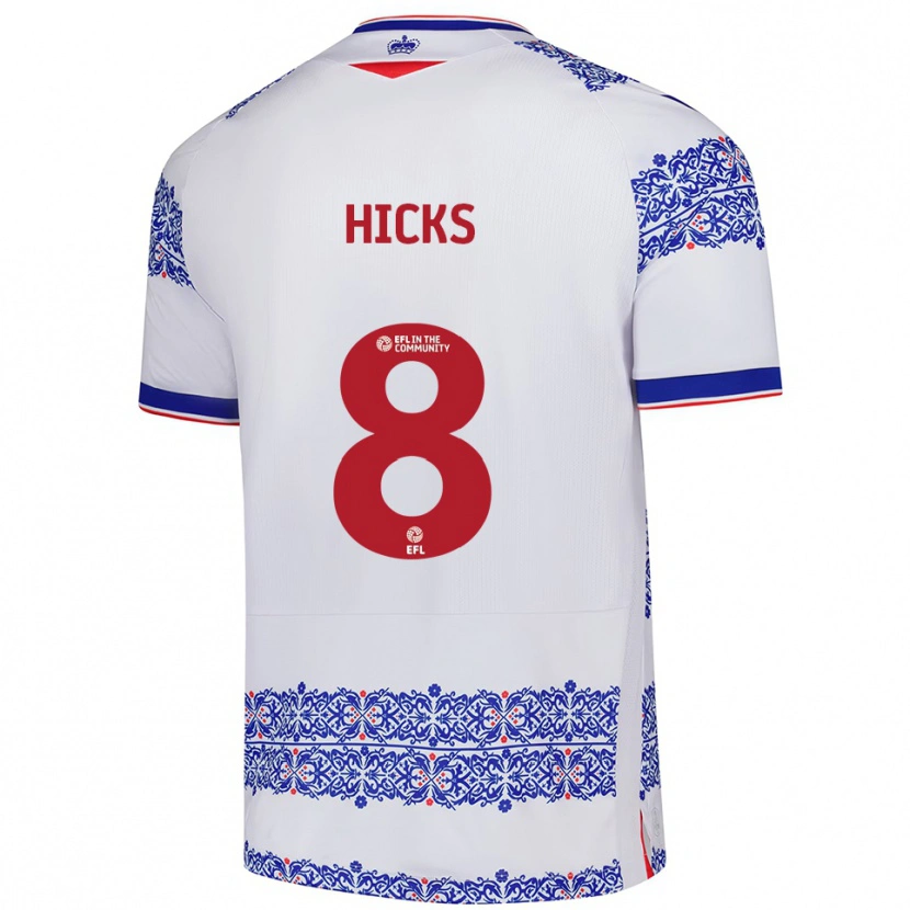 Danxen Kinderen David Hicks #8 Wit Blauw Thuisshirt Thuistenue 2025/26 T-Shirt