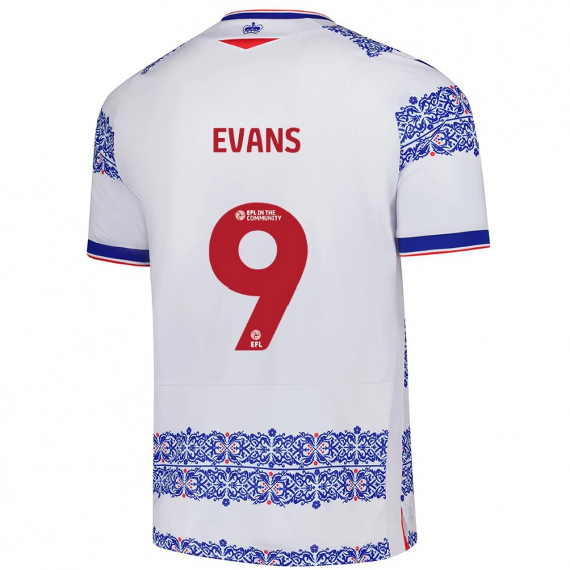 Danxen Kinderen Reece Evans #9 Wit Blauw Thuisshirt Thuistenue 2025/26 T-Shirt