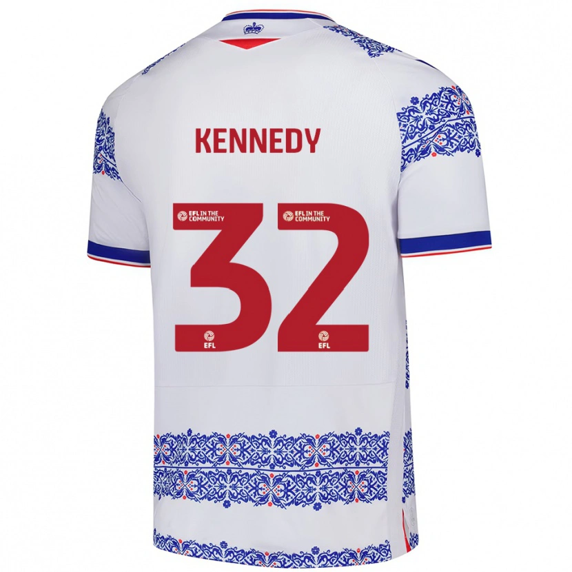 Danxen Kinderen Stevie Kennedy #32 Wit Blauw Thuisshirt Thuistenue 2025/26 T-Shirt