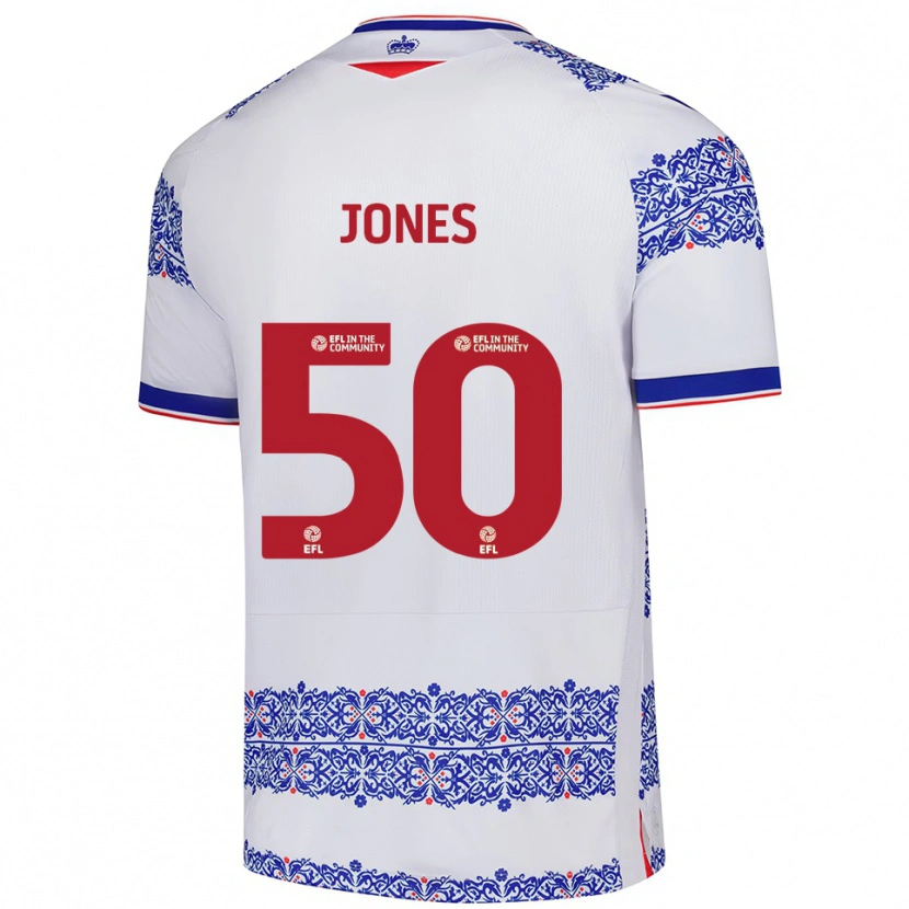 Danxen Kinderen Jerae Jones #50 Wit Blauw Thuisshirt Thuistenue 2025/26 T-Shirt