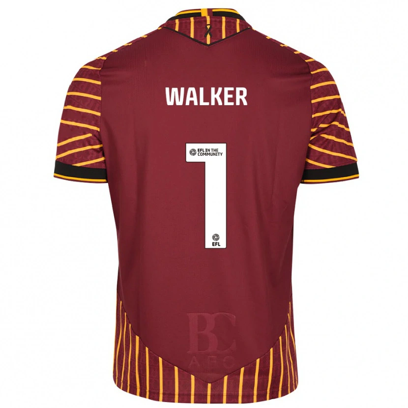 Danxen Kinderen Sam Walker #1 Oranje Bordeauxrood Thuisshirt Thuistenue 2025/26 T-Shirt