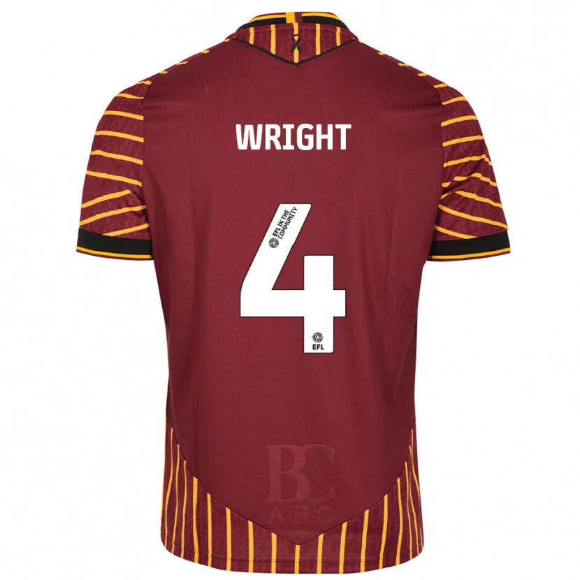 Danxen Kinderen Joe Wright #4 Oranje Bordeauxrood Thuisshirt Thuistenue 2025/26 T-Shirt