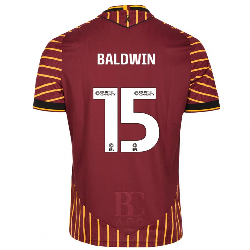Danxen Kinderen Aden Baldwin #15 Oranje Bordeauxrood Thuisshirt Thuistenue 2025/26 T-Shirt