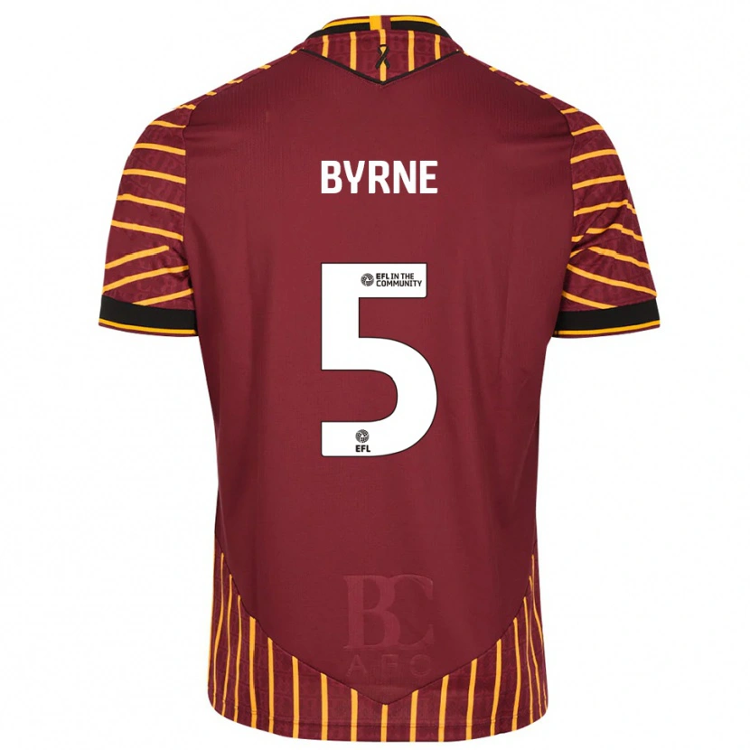 Danxen Kinderen Neill Byrne #5 Oranje Bordeauxrood Thuisshirt Thuistenue 2025/26 T-Shirt