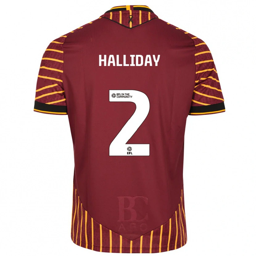 Danxen Kinderen Brad Halliday #2 Oranje Bordeauxrood Thuisshirt Thuistenue 2025/26 T-Shirt