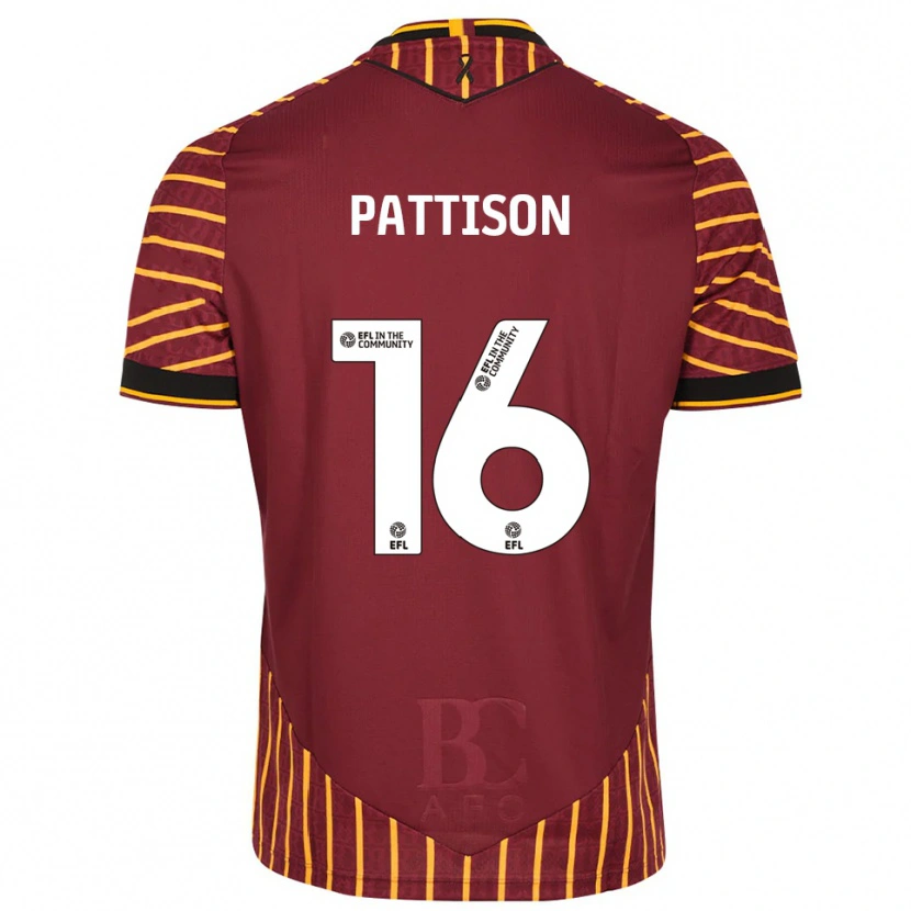 Danxen Kinderen Alex Pattison #16 Oranje Bordeauxrood Thuisshirt Thuistenue 2025/26 T-Shirt