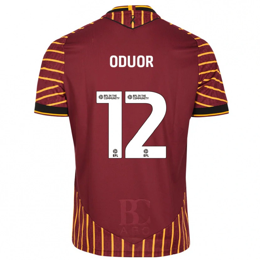 Danxen Kinderen Clarke Oduor #12 Oranje Bordeauxrood Thuisshirt Thuistenue 2025/26 T-Shirt