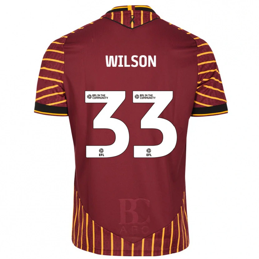 Danxen Kinderen Adam Wilson #33 Oranje Bordeauxrood Thuisshirt Thuistenue 2025/26 T-Shirt