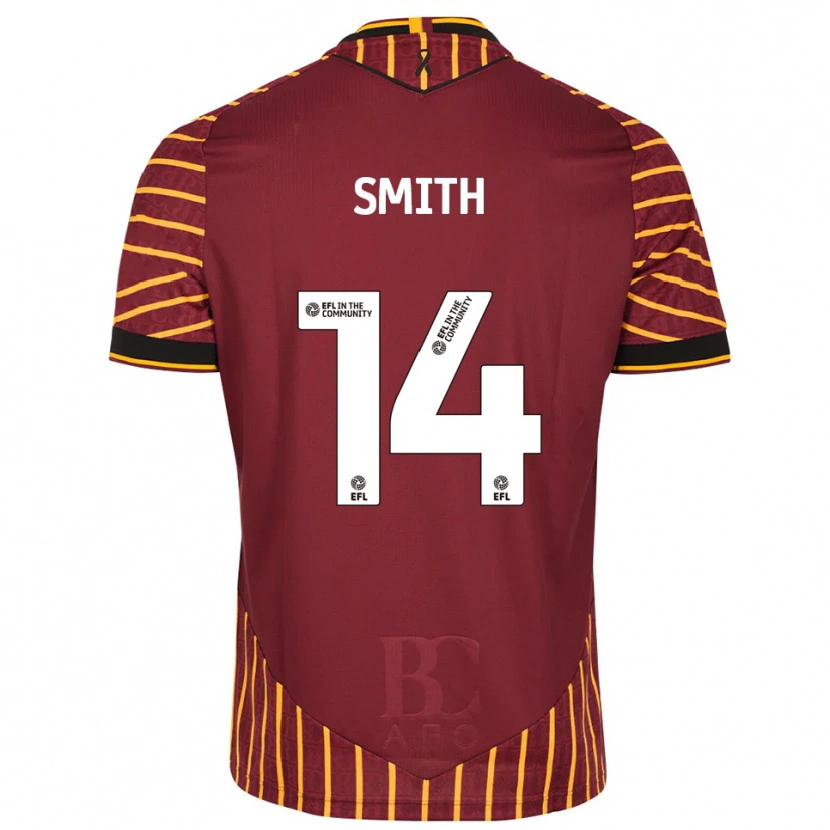 Danxen Kinderen Tyler Smith #14 Oranje Bordeauxrood Thuisshirt Thuistenue 2025/26 T-Shirt