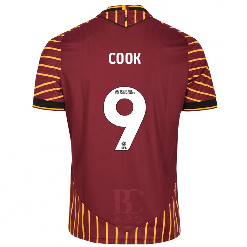 Danxen Kinderen Andy Cook #9 Oranje Bordeauxrood Thuisshirt Thuistenue 2025/26 T-Shirt