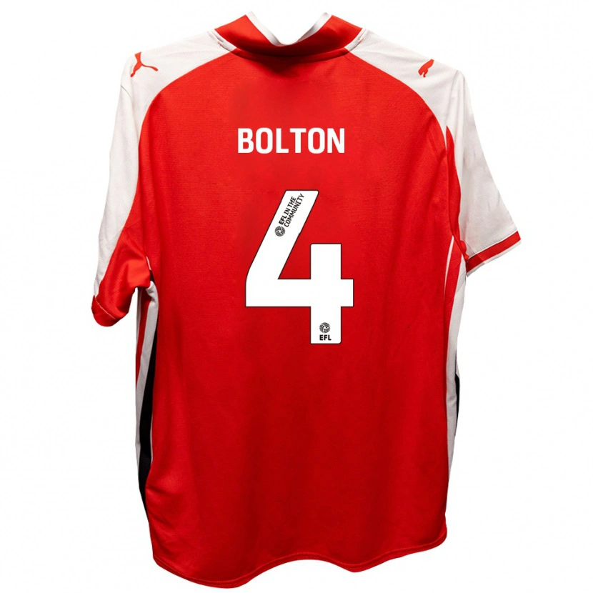 Danxen Kinderen James Bolton #4 Rood Wit Thuisshirt Thuistenue 2025/26 T-Shirt